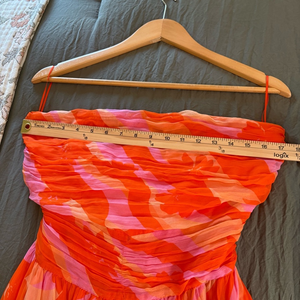 Ramy Brook Bernadette Midi Strapless Dress in Zinnia Combo. Size 10. - Picture 11 of 16